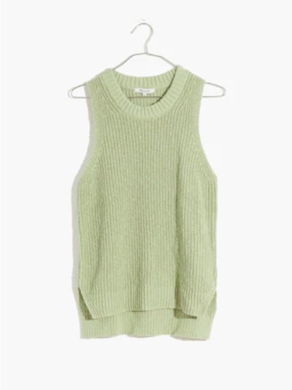 Madewell Shaker Sweater Tank Size Medium Top Green Cotton Fall Winter Knit